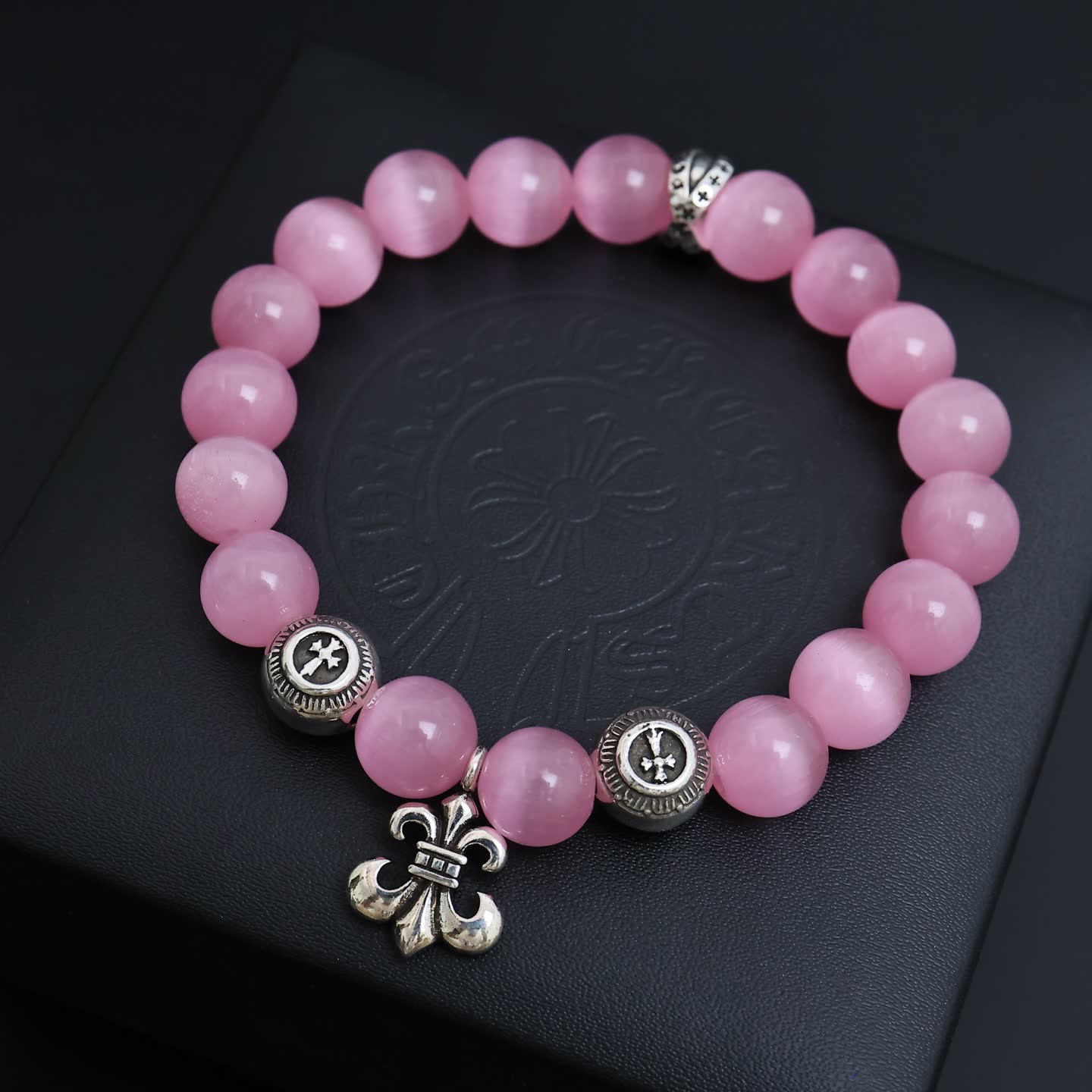 Chrome Hearts Beaded Bracelet with Fleur-de-lis Charms